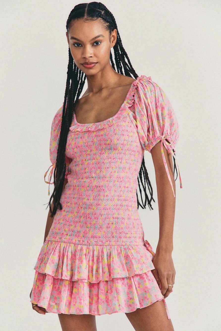 Love Shack Fancy Violet Mini Dress in Melon Punch Size Small